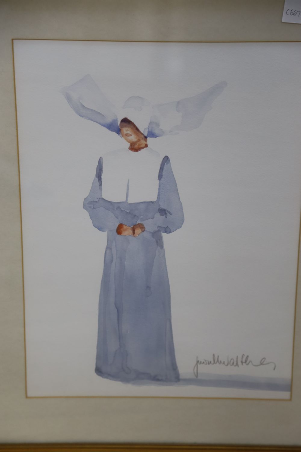 Judith Caulfield Walshe, three watercolours, Breton Nuns and Market girls, signed, largest 55 x 42cm